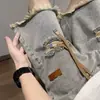 Shorts de Mezclilla Rasgados para Hombre, Marca Trendy de Verano, Corte Holgado, Versátiles, Elegantes, Bordes Deshilachados, Shorts Rectos de Cinco Puntos Lavado Vintage