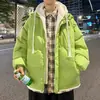 Chaqueta de algodón transfronteriza para otoño e invierno para hombre, marca moderna estilo universitario, abrigo de algodón cálido tipo dos piezas con capucha, prenda exterior casual holgada