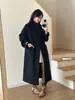 Casaco de cashmere estilo coreano, corte solto, com gola de um botão e acabamento fluido, cashmere dupla face, nova coleção de inverno feminina, peça externa de cashmere espessa