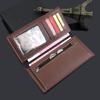Billetera de hombre larga para múltiples tarjetas con cremallera interior, billetera de negocios de color sólido delgada, comercio exterior transfronterizo, clip de belleza de moda de pu