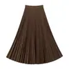 Falda midi plisada para mujer para otoño de 2026, adecuada para tipo de cuerpo pera, cubre las caderas, estiliza, con una caída fluida, dobladillo amplio, falda larga plisada de línea A, versátil