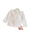 Nueva colección otoño 2026: Elegante camiseta de manga larga estilo coreano con cuello, perfecta como capa base versátil para niñas