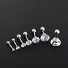 Brincos de aço inoxidável com garra de quatro pontas e haste única com zircônia AAA redonda, versão coreana, brincos de diamante simples populares para mulheres
