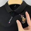 Nova Camisa Polo Masculina de Manga Curta para o Verão 2026, Camiseta com Gola Reversível, Top Camisa Polo Bordada Masculina de Alta Qualidade para Homens de Meia-Idade
