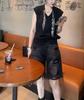 25695 Xin Da Ai Mei Yuan 2025 Verano Nuevo Estilo Coreano Camiseta Cuello en V con Bufanda Casual Shorts de Mezclilla Tendencia