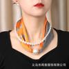 Nueva bufanda de seda con hebilla magnética y collar de perlas, elegante bufanda francesa larga con decoración para el cuello, bufanda protectora solar.