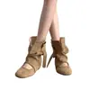 Botines Cortos Retro con Hebilla para Aumentar Altura para Mujer, Nuevos Botines Frescos Mary Jane Huecos de Punta Redonda de Otoño