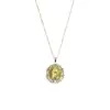 Collar Colgante de la Virgen María con Circonitas Incrustadas, Redondo, Estilo Retro de Lujo Ligero para Mujer, Cadena Clavicular Dorada, Joyería Versátil de Alta Gama