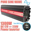 Inversor de Onda Pura 500W800W1000W1300W 12V para 220V Carro Solar Duplo USB Display