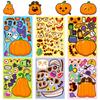 6 hojas/paquete Pegatinas de rompecabezas de calabaza de Halloween temu transfronterizo nuevo dibujos animados para niños graffiti pegatinas de cambio de cara de calabaza