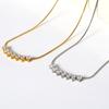 Collar de Circonita Exagerado en Forma de Corazón Transfronterizo Cadena de Tenis en Forma de Corazón de Alta Calidad Collar de Circonita de Acero de Titanio Joyería de Acero de Titanio de Dongguan