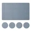 Em Estoque Jogo Americano Xadrez Denim Fantasy Quadrado de PVC Estilo Nórdico Louça para Mesa de Jantar Ocidental À Prova de Óleo Estilo Chinês Mesa de Jantar Isolamento Térmico Design Simples