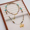 Colar de Pônei Estilo Luxo Leve, Colar de Pedra Natural Turquesa com Contas Estilo Maillard para Mulheres, Corrente de Clavícula com Design Exquisito