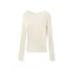 Suéter de tricô Yangzi Yarn, peça única sem costura, ultrafino, 100% lã Merino, com padrão de ondas d'água e gola redonda, para mulheres no outono