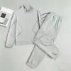 2026 Novo Conjunto Esportivo Casual de Duas Peças Masculino com Gola Alta de Algodão 330g Primavera/Outono para Corrida Plus Size Alto