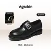 Sapatos Mocassins Aogushi Deng de Solado Grosso Femininos 2026 Novo Outono/Inverno Marrom Retro Sapatos Pequenos de Couro Solado Macio Sapatos Individuais para o Dia a Dia
