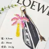 Colgante de pañuelo de seda con forma de palmera, hecho a mano con cuentas, temática de vacaciones tropicales, decoración para bolso, accesorio de moda, disponible para venta al por mayor