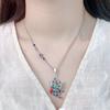 S925 prata esterlina azul pintado esmalte borboleta pingente colar feminino chinês estilo étnico temperamento artístico camisola corrente