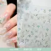 Adesivos de Unha de Bambu Estilo Chinês Novo Modelo com Glitter Fino Folhas de Bambu, Orquídea Verde Clara, Decorações de Unha Sombra de Bambu Fresca e Vibrante