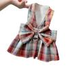 Roupas para cães e gatos, primavera/outono, verão, colete de tração, roupas de pelúcia, alça no peito, saia xadrez jk