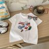 Camiseta Infantil 2025 Verão Meninos e Meninas Novo Desenho Animado Infantil Coreano Estampado Dupla Face Classe A Coreia do Sul Tendência