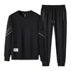 Conjunto de Ocio Deportivo para Hombre Primavera y Otoño Jóvenes y de Mediana Edad Chaqueta Cardigan de Manga Larga con Cuello Vertical Suéter de Cuello Redondo Conjunto de Tres Piezas Moderno