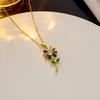 Diseño de nicho de moda de alta gama lujo ligero todo combinado acero titanio corazón flor lazo diamante colgante cadena collar