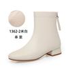 Botas de Salto Grosso com Bico Redondo para Mães de Meia-Idade, Botas Curtas com Pelúcia, Botas Femininas, Tamanho Grande, Botas de Algodão Outono e Inverno