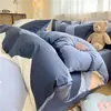 Conjunto de cama simples de algodão puro de quatro peças, lençol de algodão estilo fresco novo, capa de edredom, protetor de colchão, conjunto de três peças para dormitório