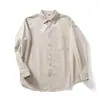 Camisa casual versátil de algodón 100% para hombre, estilo japonés, de sarga, para exteriores, manga larga, primavera 13143
