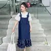 Vestido de Niña Primavera/Verano 2026 Estilo Nuevo, Vestido de Primavera para Niñas, Conjunto de Primavera para Niños Grandes, Conjunto de Vestido de Peto de Mezclilla para Niños