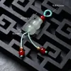 Pingente de Vidro Estilo Chinês Imitação de Jade Borboleta Vagem de Lótus Pequeno Charme Acessório DIY Feito à Mão Pulseira Broche Hanfu Qipao