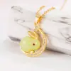 Collar de Conejo para Mujer, Año del Conejo, Incrustado con Jade Hetian, Cadena para Clavícula, Hebilla de Seguridad, Trae Paz, Regalo para Mejor Amiga, Nuevo para 2023