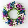 Guirlanda de Tulipas Artificiais Estilo Primavera Transfronteiriça, Guirlanda para Decoração de Casa Pendurada na Porta, Enfeite de Feriado de Natal Guirlanda de Videira Pendurada na Parede