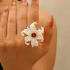 Collar con Anillo Doble Capa Flor Francesa Retro Iris Perlado Set Nicho Cadena Clavícula Gargantilla de Alto Valor