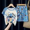 Comercio Exterior Verano Pijamas Infantiles Dibujos Animados Grupo de Brujas Niñas Conjunto de Manga Corta y Shorts Niños Delgado Ropa de Casa Delgado