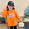 Camiseta de manga larga de algodón puro con dibujos animados para niñas, nuevo modelo 2026, top único y bonito para primavera y otoño, camiseta básica de cuello redondo para niñas