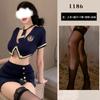 Lencería Seductora Femenina Uniforme de Policía Caliente Juego de Rol Azafata Seductora Traje de Noche para Club Azul Marino 1186