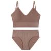 Conjunto de Lingerie Europeu e Americano Personalizado para Mulheres Sem Aro Camisola Respirável Mostrando Seios Grandes Pequeno Sexy Conjunto de Sutiã Sem Costura