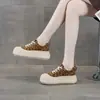 Zapatos de pan con cabeza grande, lindos y peculiares para mujer, colección otoño 2026, zapatos de mujer con suelas gruesas, que aumentan la altura, con cordones, zapatillas blancas, zapatos deportivos casuales y a la moda