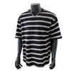 Camiseta de Manga Corta a Rayas de Color Contrastante para Hombre Verano Retro Americano Pesado Casual Rayas Tendencia Marca Tendencia Camiseta de Media Manga t
