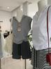 Omalai Pantalones Cortos Casuales de Raya de Color Contrastante con Cordón para Mujer de Verano que Cubren la Cadera Cintura Alta Pierna Recta Pantalones Cortos Ajustados Línea A 3905
