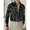 Camisa de Manga Larga Vintage con Patrón de Mármol para Hombre, Casual Transpirable con Impresión Digital 3D, para Primavera y Otoño