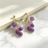 Aretes de Uva Amatista Fresca Estilo Bosque, Aretes Diarios para Chicas Dulces, Aretes de Diseño Nicho