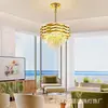 Lámpara de Cristal de Lujo Ligero Estilo Europeo para Boda E12 Estándar Americano Dorado Vidrio Vestíbulo Pasillo Dormitorio Luz Ambiental Lámpara de Techo para Comedor