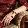 Pulsera Pixiu Estilo Chino Arena Dorada Morada Sintética de Verano, Estilo Étnico Fresco con Cuentas de 8 mm, Pulsera de Cinabrio Artificial, Regalo