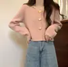 Cardigan Suéter de Punto Coreano Estilo Otoño e Invierno Nuevo Suave Cera Cuello Cuadrado Suave Holgado Corto Adelgazante Todo Fósforo para Mujer