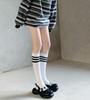 Calcetines de Pantorrilla Rayados para Mujer Primavera y Verano Terciopelo Delgados Blancos Estilo Japonés Calcetines Altos JK Estudiantiles hasta la Rodilla