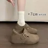 Novos Sapatos Deslizantes Versáteis e Preguiçosos para Mulheres, Estilo Birkenstock de Outono, com Aumento Oculto de Altura de 7cm, Sapatos Retrô de Solado Grosso com Cobertura Total 2026