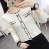 Top Corto de Punto, Estilo Transfronterizo de Otoño, Estilo Nuevo, Estilo Pequeño Fragante, Moderno, Abotonado, Camiseta Básica de Color Contrastante para Mujer, Ropa Interior